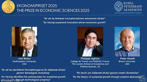 Nobel Kinh tế 2025 gọi tên 3 nhà khoa học giải thích tăng trưởng kinh tế nhờ đổi mới sáng tạo