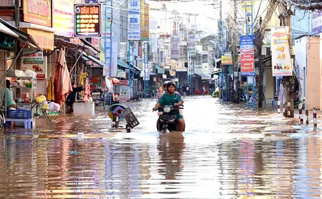 Triều cường liên tiếp lên cao vượt báo động III, gây ngập úng đô thị