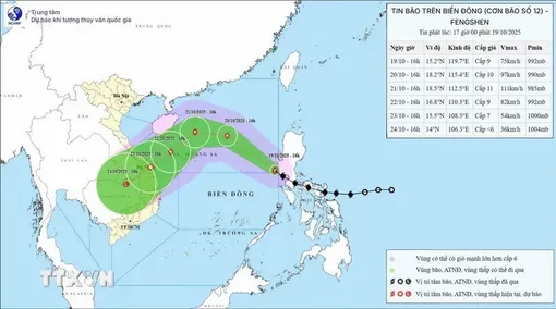Bão số 12 vào Biển Đông, có khả năng mạnh thêm trong 24 giờ tới
