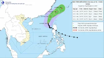 Bão số 14 giảm 1 cấp, giữ nguyên hướng di chuyển