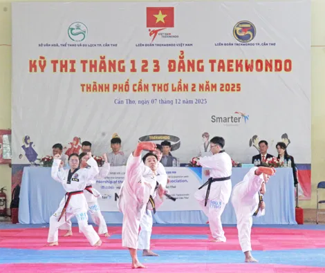 190 võ sinh Taekwondo Cần Thơ dự thi thăng I, II, III đẳng