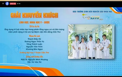 Sinh viên Trường Đại học Y Dược Cần Thơ đoạt 2 giải