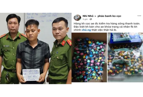 Bắt 2 đối tượng rao bán trái phép linh kiện vũ khí và pháo nổ trên mạng xã hội