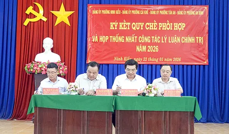 4 phường ký kết quy chế phối hợp trong công tác lý luận chính trị