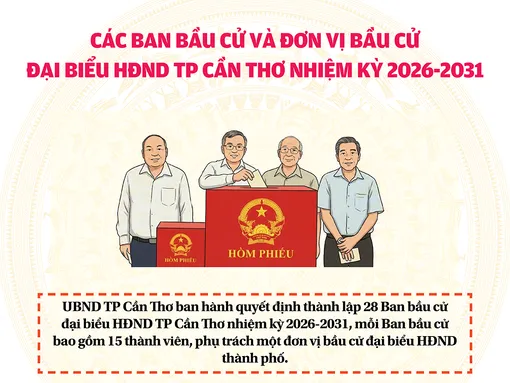 [INFOGRAPHICS] Các Ban bầu cử và Đơn vị bầu cử đại biểu HĐND TP Cần Thơ  nhiệm kỳ 2026-2031