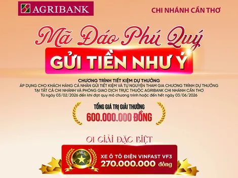 Agribank Chi nhánh Cần Thơ khai xuân với chương trình tiết kiệm dự thưởng: “Mã đáo phú quý - Gửi tiền như ý”