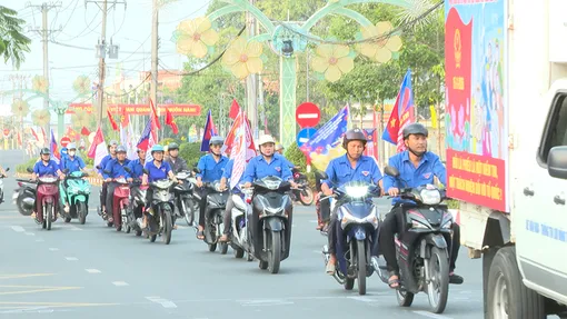 Xã Tân Hòa ra quân tuyên truyền bầu cử