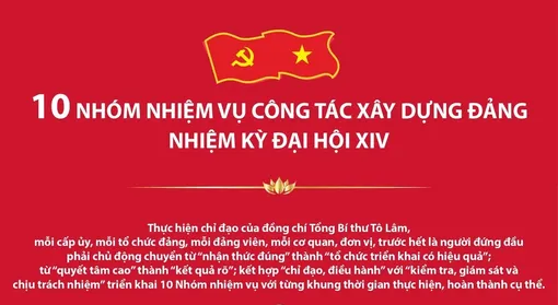 10 nhóm nhiệm vụ công tác xây dựng Đảng nhiệm kỳ Đại hội XIV