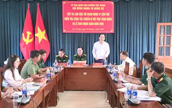 Kiểm tra công tác chuẩn bị hội trại tòng quân và lễ giao nhận quân năm 2026 tại phường Sóc Trăng, cụm số 13