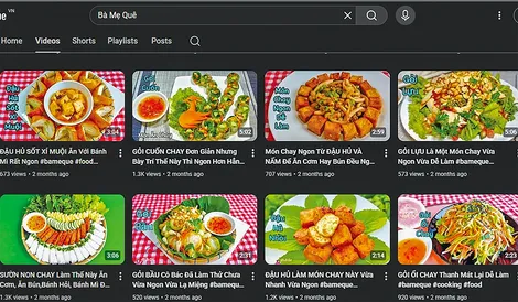 Các kênh ẩm thực chay có nội dung phong phú, ý nghĩa