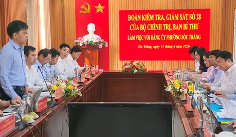 Đoàn kiểm tra, giám sát số 28 của Bộ Chính trị làm việc với Đảng ủy phường Sóc Trăng