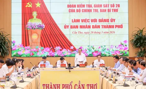 Đoàn kiểm tra, giám sát số 28 của Bộ Chính trị làm việc với Đảng ủy UBND TP Cần Thơ