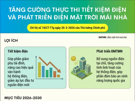 [INFOGRAPHICS] Tăng cường thực thi tiết kiệm điện và phát triển điện mặt trời mái nhà