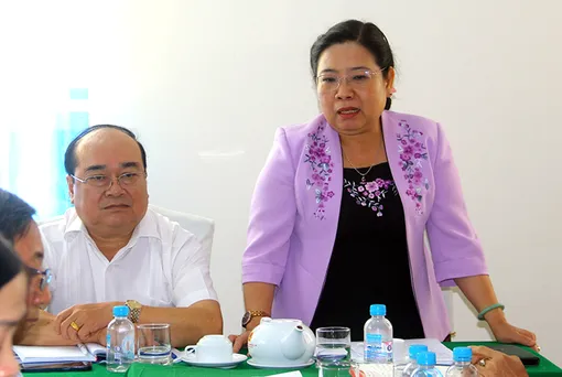 Bà Hồ Thị Cẩm Đào làm việc với Ban đại diện Hội Người cao tuổi và Liên hiệp các Hội Khoa học và Kỹ thuật thành phố