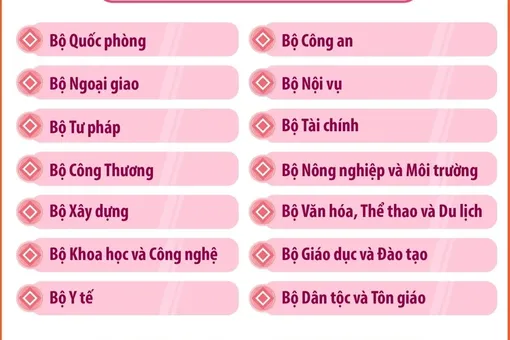 Chính phủ nhiệm kỳ Quốc hội khóa XVI có 14 Bộ, 3 cơ quan ngang Bộ