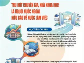 [INFOGRAPHICS] - Thu hút chuyên gia, nhà khoa học là người nước ngoài, kiều bào về nước làm việc