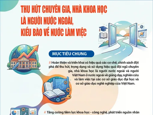 [INFOGRAPHICS] - Thu hút chuyên gia, nhà khoa học là người nước ngoài, kiều bào về nước làm việc