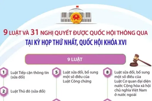 9 luật và 31 nghị quyết được thông qua tại Kỳ họp thứ nhất, Quốc hội khóa XVI