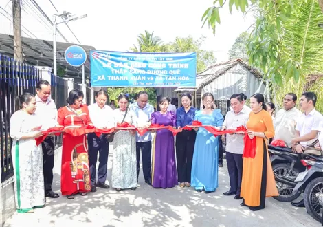 Bàn giao tuyến đèn đường năng lượng mặt trời ở xã Thạnh Xuân và xã Tân Hòa