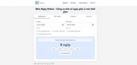Demngay.com - app đếm ngày với nhiều tiện ích hay ho
