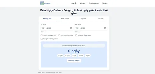 Demngay.com - app đếm ngày với nhiều tiện ích hay ho