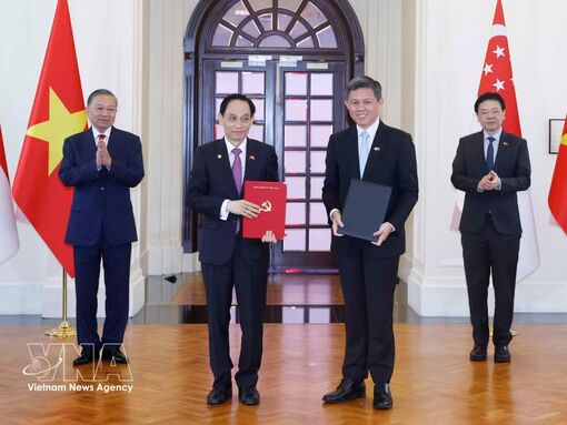 Vietnamese, Singaporean leaders witness exchange of cooperation documents