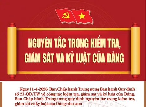 [Infographics] Nguyên tắc trong kiểm tra, giám sát và kỷ luật của Đảng