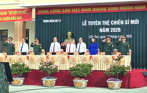 Trung đoàn 114 tổ chức lễ tuyên thệ chiến sĩ mới năm 2026