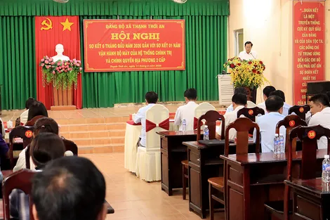 Xã Thạnh Thới An sơ kết 6 tháng đầu năm 2026 gắn với sơ kết 1 năm vận hành chính quyền địa phương 2 cấp