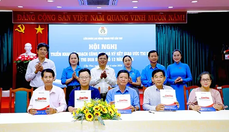 Các cụm thi đua thuộc Liên đoàn Lao động TP Cần Thơ ký kết giao ước thi đua