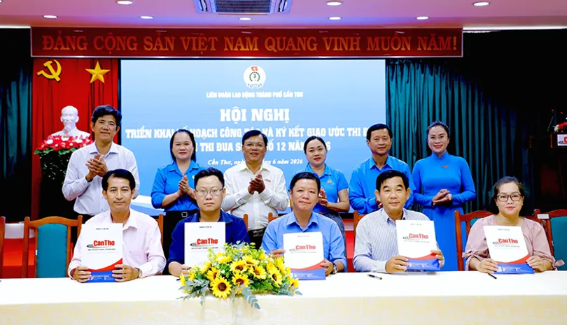 Các cụm thi đua thuộc Liên đoàn Lao động TP Cần Thơ ký kết giao ước thi đua