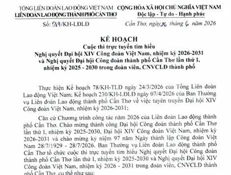 Phát động Cuộc thi trực tuyến tìm hiểu Nghị quyết Đại hội Công đoàn