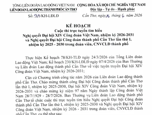 Phát động Cuộc thi trực tuyến tìm hiểu Nghị quyết Đại hội Công đoàn