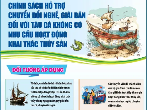 [INFOGRAPHICS] Chính sách hỗ trợ chuyển đổi nghề, giải bản đối với tàu cá không có nhu cầu hoạt động khai thác thủy sản