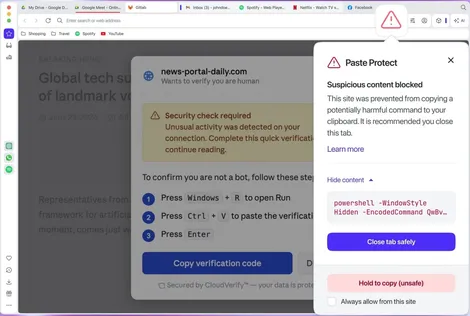 Trình duyệt web Opera bổ sung tính năng Paste Protect, ngăn chặn chiêu lừa ClickFix đánh cắp dữ liệu