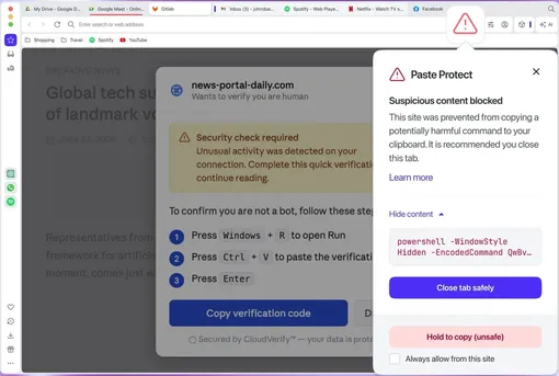 Trình duyệt web Opera bổ sung tính năng Paste Protect, ngăn chặn chiêu lừa ClickFix đánh cắp dữ liệu