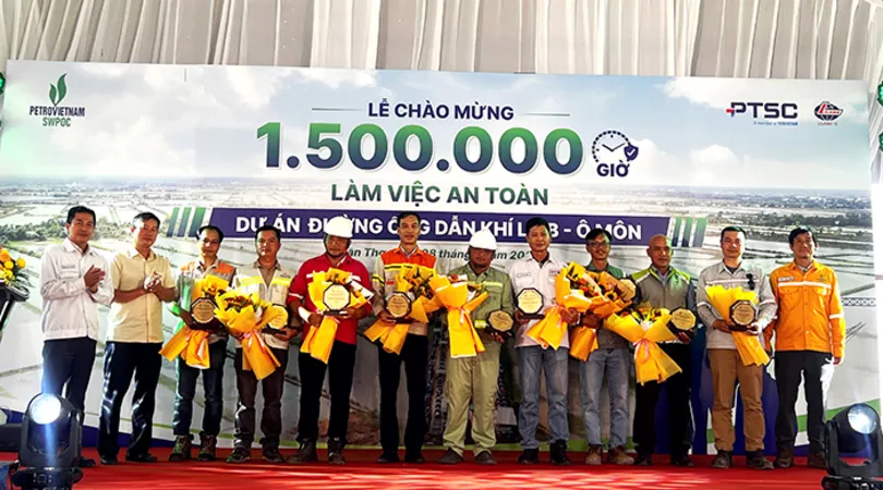 Dự án Đường ống dẫn khí Lô B - Ô Môn đạt cột mốc 1,5 triệu giờ làm việc an toàn