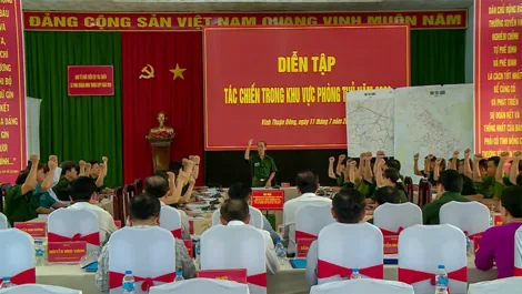 Diễn tập tác chiến trong khu vực phòng thủ xã Vĩnh Thuận Đông năm 2026