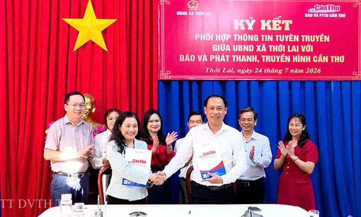 Ký kết phối hợp thông tin tuyên truyền giữa UBND xã Thới Lai với Báo và Phát thanh, Truyền hình Cần Thơ
