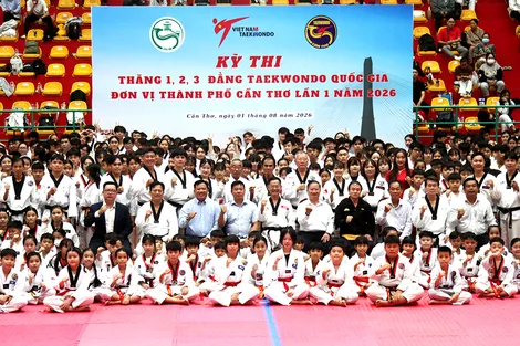 Hơn 800 võ sinh tham gia tập huấn và thi thăng đẳng Taekwondo quốc gia