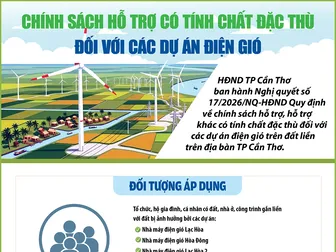 [INFOGRAPHICS] Chính sách hỗ trợ có tính chất đặc thù đối với các dự án điện gió