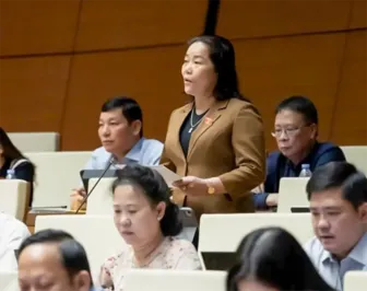 Bà Lê Thị Thanh Lam, Phó trưởng đoàn chuyên trách Đoàn Đại biểu Quốc hội TP Cần Thơ, góp ý về dự án Luật sửa đổi, bổ sung một số điều của Luật Hải quan