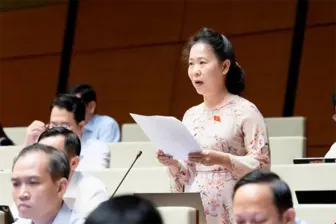 Bà Tô Ái Vang, Phó trưởng đoàn chuyên trách Đoàn Đại biểu Quốc hội TP Cần Thơ, góp ý về dự án Luật sửa đổi, bổ sung một số điều của Luật Hải quan