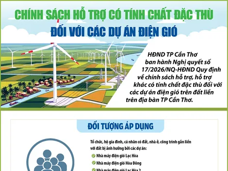 [INFOGRAPHICS] Chính sách hỗ trợ có tính chất đặc thù đối với các dự án điện gió