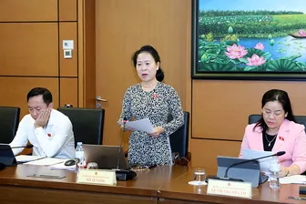 Bà Tô Ái Vang, Phó trưởng đoàn chuyên trách Đoàn Đại biểu Quốc hội TP Cần Thơ, góp ý về việc thành lập TP Quảng Ninh