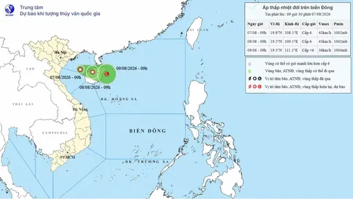 Xuất hiện áp thấp nhiệt đới trên khu vực vịnh Bắc Bộ