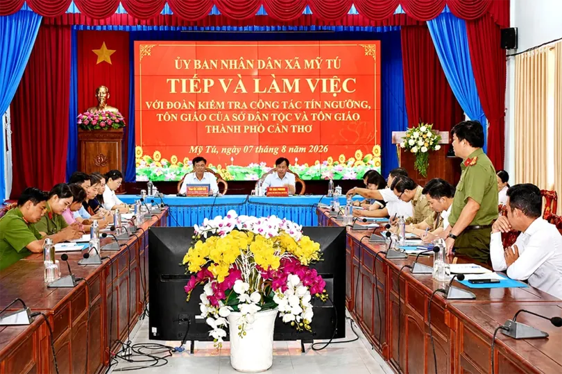Đoàn công tác Sở Dân tộc và Tôn giáo TP Cần Thơ làm việc tại xã Mỹ Tú