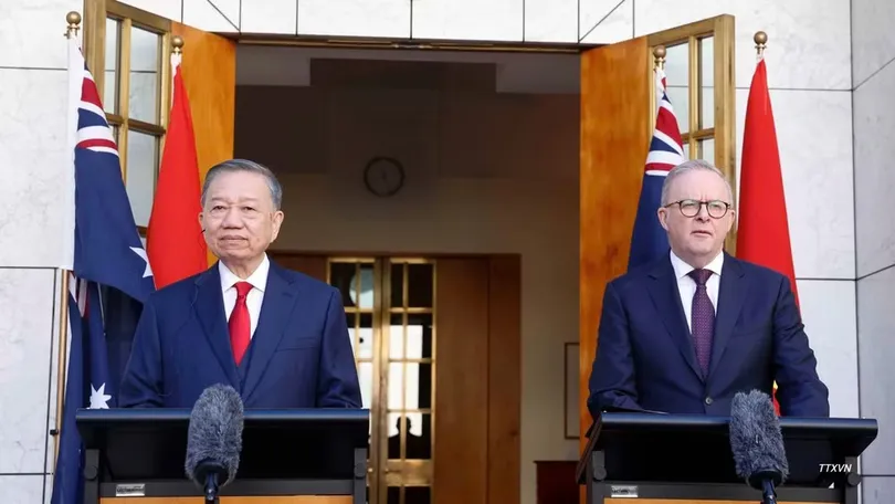 Tổng Bí thư, Chủ tịch nước Tô Lâm và Thủ tướng Australia Anthony Albanese gặp mặt báo chí