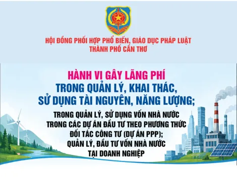[INFOGRAPHICS] Hành vi gây lãng phí trong quản lý, khai thác, sử dụng tài nguyên, năng lượng; trong quản lý, sử dụng vốn nhà nước trong các dự án đầu tư theo phương thức đối tác công tư (dự án PPP); quản lý, đầu tư vốn nhà nước tại doanh nghiệp