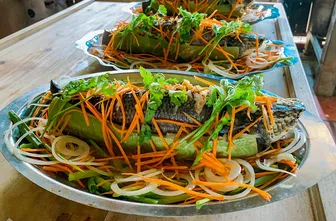 Ngọt thanh cá lóc hấp bầu